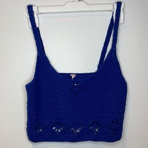 Free People crochet tank top with flower cutouts
